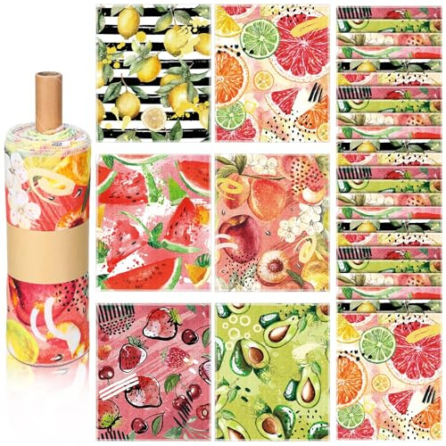 Noveread Wiederverwendbare Papierhandtücher, waschbar, papierlos, wiederverwendbar, für Toilette, Bidet, Großpackung, Flanell-Baumwolltuch, Badezimmer-Servietten mit Karton (Fruchtstil, frische