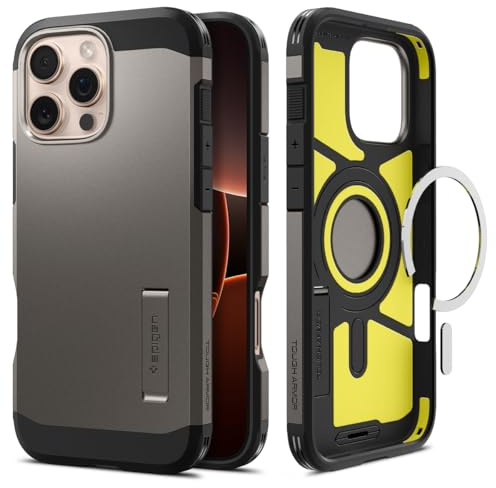 Spigen Tough Armor (AI) MagFit Case for iPhone 16 Pro, Compatible with MagSafe Accessories - Gunmetal