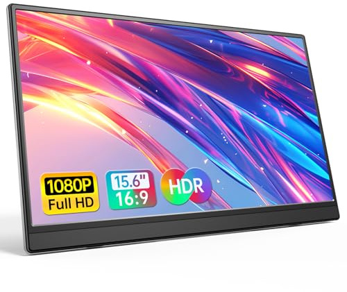 Anyuse 15.6 Inch 1080P USB-C HDMI Portable Monitor, Ultra-Slim Travel Monitor with Kickstand, for Laptop, PC, Mac, PS, Xbox, Switch