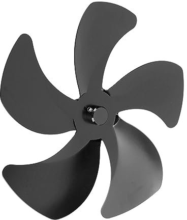 Stove Fan Blade, Burning Stove Fan Blade 5 Blade Lightweight Aluminum Alloy for Stove Fan Accessories (Black)