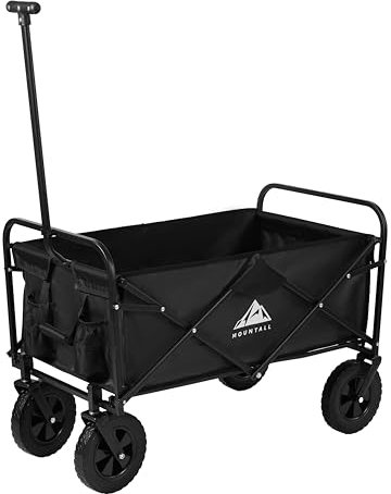 Black Heavy Duty Foldable Garden Festival Trolley Camping Folding Cart Wagon Truck Wheelbarrow Small & Large (Large)