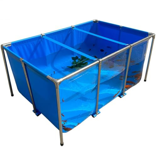 PVC-Segeltuchteiche, oberirdischer Pool, transparenter Aquarium-Poolteich mit Ablassventil, Unterstützung für die Fischzucht, sichtbarer Pool (140 x 140 x 35 cm)