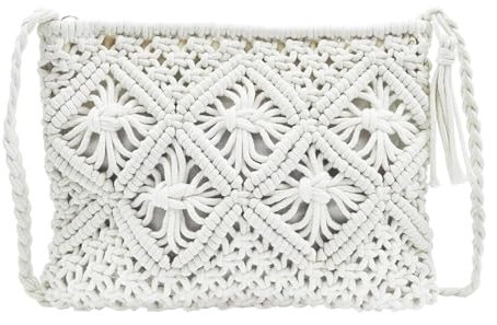 XIONGXIAOZHI Damen Strand Stroh Taschen Mit Quaste Strohtasche Klein Mini Stroh Handtaschen Mit Reißverschluss Häkeltasche Damen Strohtasche Umhängetasche Damen Für Frauen Reisen Urlaub (1 Stück)