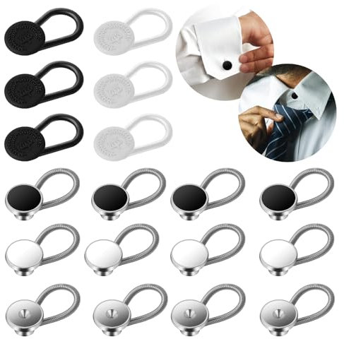 9 Stück Elastische Kragenverlängerungen für Herrenhemden, Knopfverlängerung für Hosen, Flexible Kragenknopfverlängerungen für Oberhemden, Anzüge, Manschetten, Mäntel, Jeanshosen für Männer und Frauen