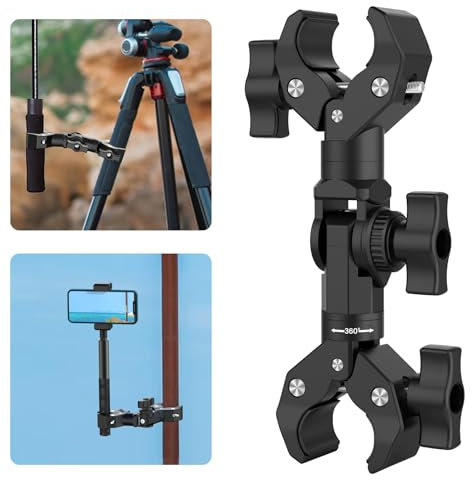 Kamera Mount Arm, Super Clam Magic Arm Doppelklemme Halterung Action-Kameras Klemmhalterung 360° Gelenkarm Krückenhalter Für Gopro Cam Reflektor Regenschirm Foto Selfie Stick Fahrradlenker