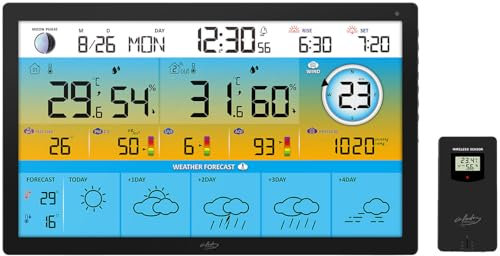 infactory Funkwetterstation: Jumbo-Funk-Wetterstation mit WLAN, Außensensor, Hygro- und Thermometer (Wetterstation Uhr, mit Aufzeichnung, Smartphone)