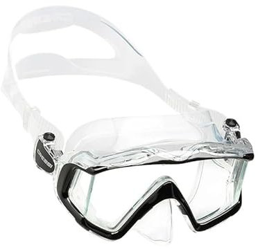 Tauchmasken Schnorcheln Tauchen Maske Schwimmen verfügt über eine breite Mono Frontlinse mit 2-seitigen Linsen Schnorchelmaske(Clear Black)