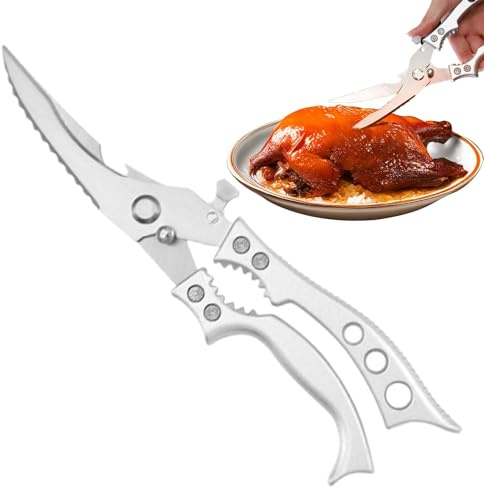 Berriphonia Cesoie da cucina resistenti, cesoie da cucina per alimenti | Forbici da Cucina Trinciapollo con Manico in Alluminio | Forbici per pollame per uso alimentare professionali con blocco di