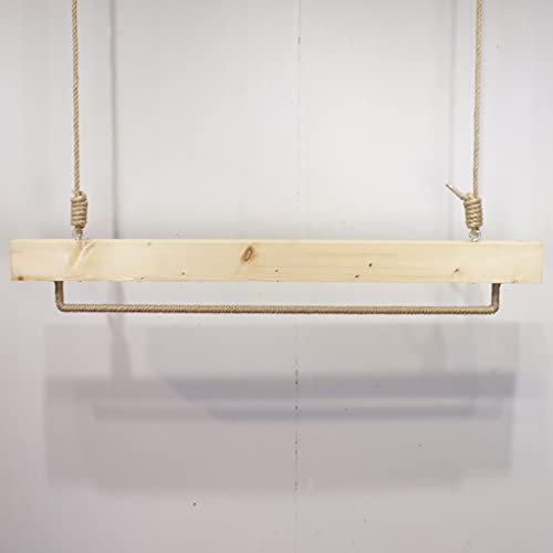 TAIYUESHAN FKDEYICOAT Hängegarderobe aus Holz mit Seil, an der Decke montierte Kleiderstange, Vintage-Industrie-Kleiderständer für gewerbliche Zwecke (Größe: 100 cm) Family