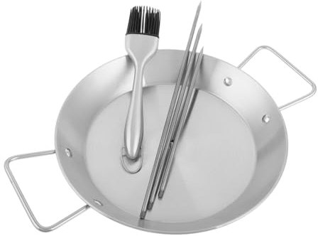 PartyKindom 1 Impostato Rack per barbecue a vite verticale Barbecue con pennello spiedini per salsiccia spiedo verticale inossidabile supporto verticale alla griglia Acciaio inossidabile