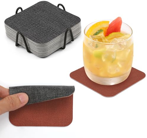 Chitomars Posavasos Originales Juego de 12 Lavables Doble Cara con Soporte