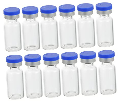 Ciieeo 50 Botellas Pequeñas de Vidrio para Almacenamiento de Líquido y Polvo con Tapa de Silicona, Capacidad 3Ml, Buen Sellado, Duraderas para Industria Farmacéutica y Pruebas