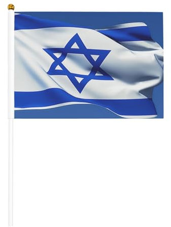 Banderas pequeñas de la bandera de Israel en palos, mini banderas duraderas de 5.5 x 8.2 pulgadas para patio, jardín y decoración al aire libre, paquete de 6 y 12 unidades