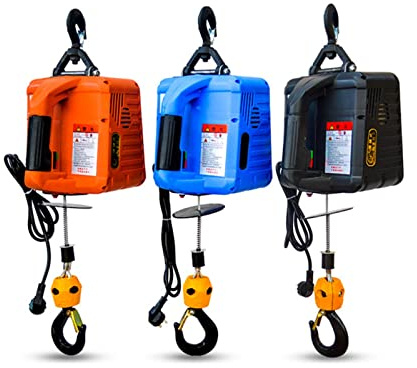 CUDTAPI 500KG palan électrique Portable treuil à Main électrique Bloc de Traction câble en Acier électrique palan de Levage Corde de remorquage(US,Manual 19M)