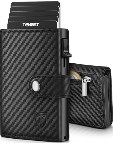 TENBST Geldbörse Herren mit Münzfach & RFID Schutz, Premium Portemonnaie Herren, Slim Geldbeutel, Luxus Kartenetui für 10 Kreditkarten，Geschenke zum Vatertag - Grau-Schwarz