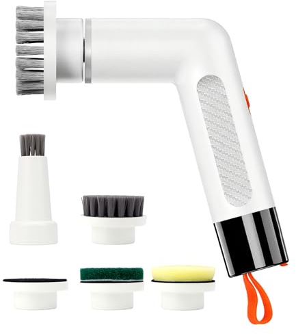 Breeker S3 Brosse à récurer rotative sans fil, rechargeable à 2 vitesses, étanche IPX6, mini brosse à récurer électrique pour salle de bain et cuisine, 5 têtes de brosse remplaçables pour joints