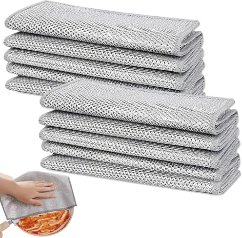 UNIVERSESTAR 10 Paños de Cocina Metálicos Multiusos – Paños de Alambre Reutilizables para Limpieza Húmeda y Seca, Ideales para Quitar Grasa en Sartenes, Ollas y Cocina