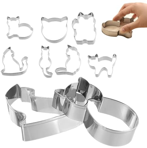 Juego de 9 cortadores de galletas para gatos, molde para galletas de acero inoxidable, cortador de sándwiches y pasteles, herramientas divertidas para moldear alimentos, accesorios de cocina para