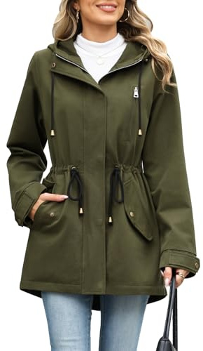 Vancavoo Veste Femme Mi-Saison en Coton Blouson Automne avec Capuche