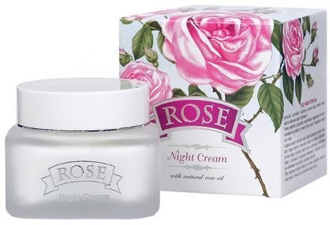 Rosa Damascena - Crema idratante per il recupero notturno con olio di rosa puro al 100%, olio di nocciolo di albicocca e vitamina A, 50 ml