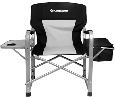 KingCamp Campingstuhl Regiestuhl mit Seitentisch und Kühltasche, belastbar bis 150 kg