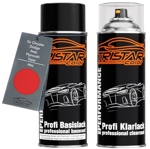 TRISTARcolor Billack Spray can set för Chrysler/Dodge/Jeep/Plymouth/Viper PR4 Flame Red Sprinter Base coat klarlack spray can 400ml