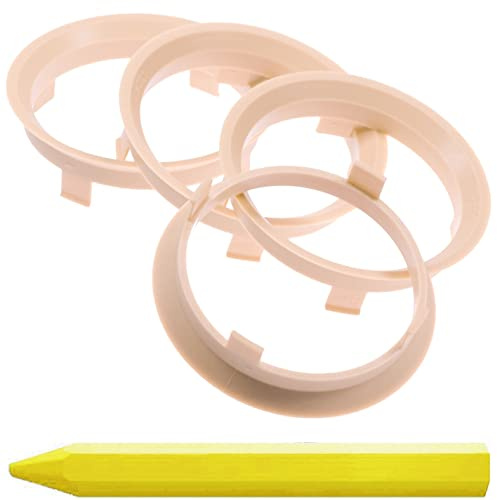 4X Zentrierringe Beige 60,1 mm x 56,1 mm + 1x Reifen Kreide Fett Stift