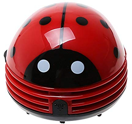Jzhen mini cartoon table Dust vacuum cleaner red Ladybird cleaner adorable portable corner sweeper to clean