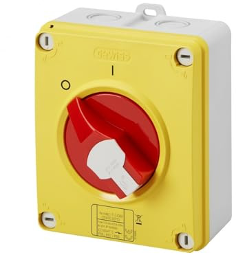 INTERRUTTORE SEZIONATORE - HP - EMERGENZA - IN BOX ISOLANTE - 32 A 3P - MANIGLIA ROSSA - IP66/67/69