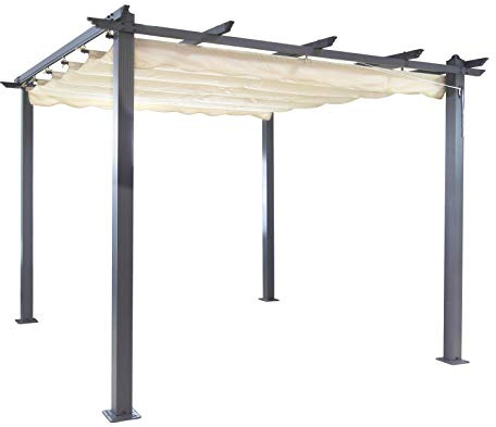 DEMA Alu Pergola Garten Pavillon Freiburg, Sonnenschutz, Überdachung, Ecru Sonnendach, wetterfest, stabil, robust, Terrasse, Garten, Outdoor