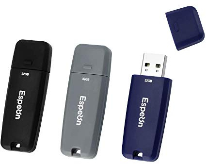 Espeon 3-Pack 32GB USB 2.0 Flash Drive, Business colours - Black, Dark Grey, Navy Blue