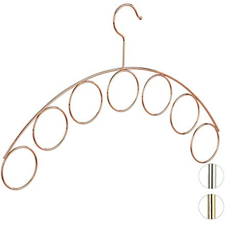 Relaxdays 4 x Percha Ropa y Accesorios, Set 4 Unidades, Organizador pañuelos, Metal, 24,5 x 40,5 x 0,3 cm, Cobre