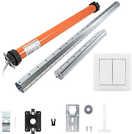 3T-MOTORS Rollladenmotor Komplettset mit Wippschalter, SW60 Welle 1,50 m, 3T45-10B (Zugkraft 10 Nm/25 kg) mit elektronischen Endschaltern, einfache Montage mit Zubehör, Rollladenantrieb
