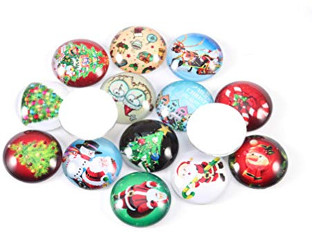 EXCEART 20Pcs 25Mm Weihnachten Glasfliesen Cabochon Kuppel Schmuck Finden Weihnachten Zeit Edelstein Aufkleber DIY Schmuck Zubehör Glaszubehör (T4013)