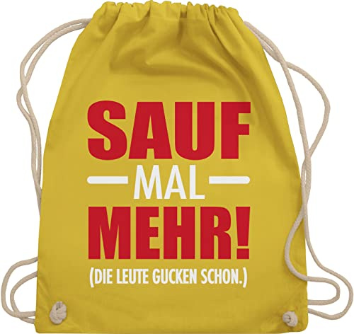 Shirtracer Turnbeutel Rucksack - Party & Alkohol Damen - Sauf mal mehr - Die Leute gucken schon - Unisize - Gelb - sportbeutel trinken festivalbeutel festival suff beutel saufrucksack konzert alki