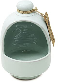 Verano Spanish Ceramics Rustic Pastel Hand Dipped Salt Pig - Home Kitchen Restaurant Café Decorative Décor - Salt Cellar Pepper Seasoning Holder Caddy Spices Condiments Storage Pot - Green