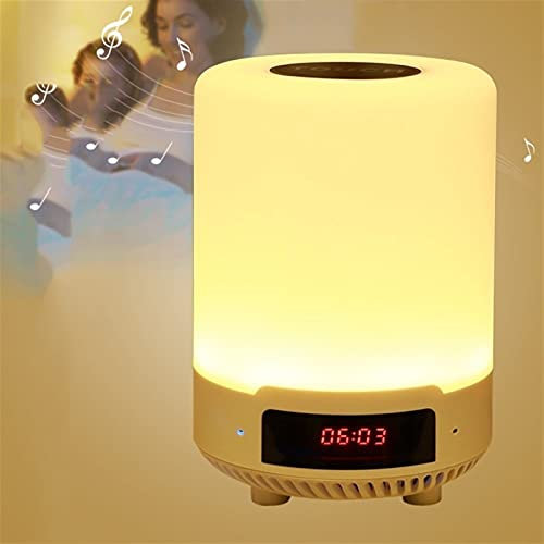 SUYING Luce notturna con altoparlante Bluetooth, ricarica USB, lampada da scrivania colorata con funzione sveglia, adatta per camera da letto/soggiorno/studio (bianco sporco)