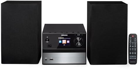 MEDION P64014 Micro Audio System Kompaktanlage (DAB+, CD-Player, PLL UKW Radio, Bluetooth, USB Anschluss, AUX) Silber