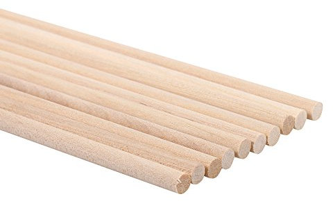 Rundes Modell, Natur, Holzstäbe (10 Stück) Modellstäbe aus weißem Birkenholz, Holzstäbe, zum Basteln, Modellbau, Spiele (10 mm x 30 cm)