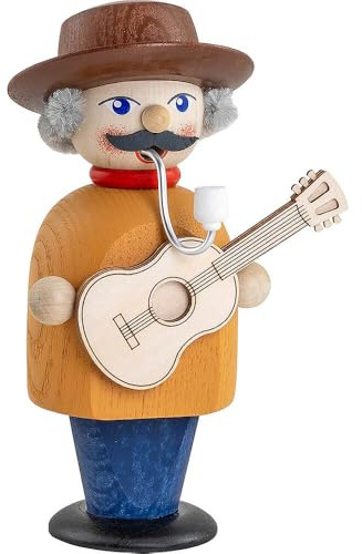 Seiffener Volkskunst | Räuchermann Erzgebirge | Kleine Gesellen 15 cm | Räuchermännchen | Original Erzgebirgische Volkskunst | 12270 | Country Musiker