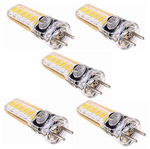 ANTYX Bombillas LED GY6.35, Base Bipolar de 3W CA/CC 12V, Base G6.35 / GY6.35 Tipo JC LED Bombilla de Repuesto incandescente de halógeno de 20W.No Regulable, Paquete de 5 (Color : Blanco cálido)