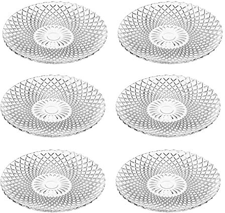 LOLAhome Juego de platos de cristal transparentes tallados modelo Arlequín (6, 15 cm)