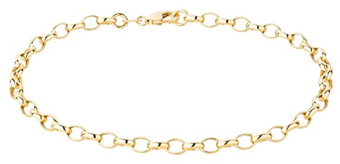 Ardeo Aurum Damen Armband aus 375 Gold Gelbgold Ankerkette Charm 4,0 mm Breite und 19 cm Länge mit Karabinerverschluss