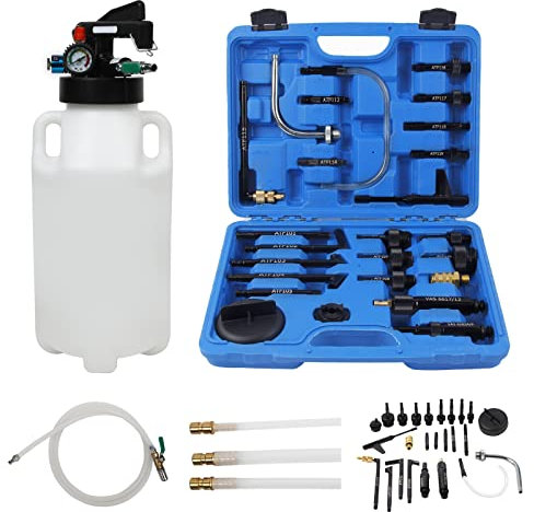 8L Getriebeöl Einfüllgerät Druckluft mit 25 ATF Adaptern, BELEY Pneumatischer Ölfüller Ölwechselgerät Ölabsaugpumpe Automatische Getriebeölpumpe Kompatibel mit Benz/BMW/VW.Etc