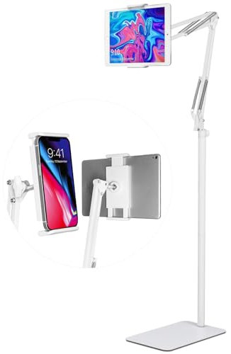Supporto da Pavimento per Tablet, Braccio Pieghevole Regolabile in Altezza per Divano Letto, Adatto per iPad Pro Air Mini da 4,5-12,9, iPhone, Samsung Tab, Switch, Kindle, E-reader