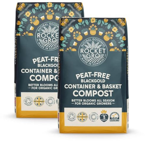RocketGro - Container & Basket Compost Peat-Free Superior Blend - 2 x 40L Bundle - save 25% Organic Bio-active and N:P:K Rich - Added Organic Fertiliser Superfood