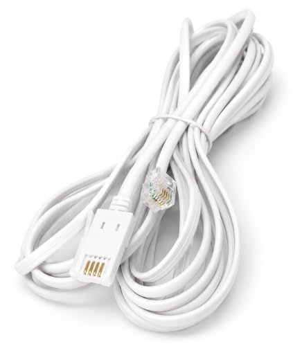 DRUT RJ11 to BT 4 Pin Male to Male Rollover Cable, 6m 20ft | Modem Router Lead Cord, VDSL/ADSL, Not for Telephone