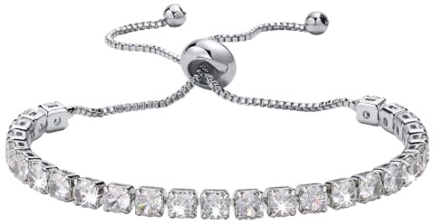 VNOX Bracelets for Womens Zirconia Tennis Bracelet Womens Bracelet Gold Bracelet for Women Adjustable Size with Gift Packaging,Gifts for Her Women Ladies Girls Daughter Sister Mum(Silver)