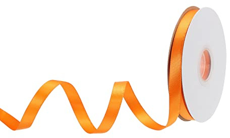 sourcing map 10 mm x 23 Meter Satinband, Doppelseitige Schleifenband Polyester Geschenkband für Deko Party Hochzeit Geburtstag Trauer Geschenkverpackung Band, Orange