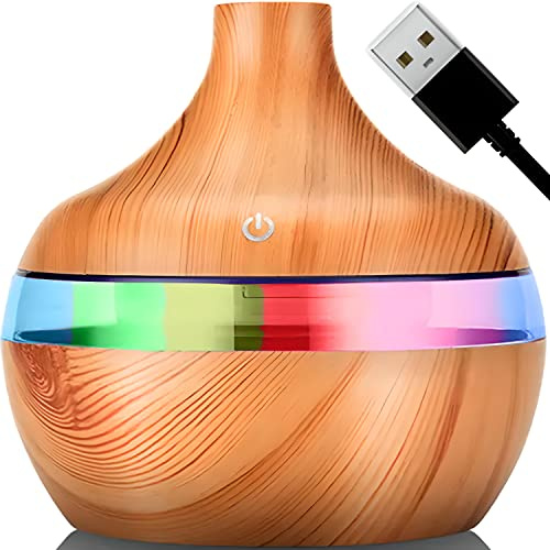 Retoo Difusor de Aromas y Humidificador Ultrasonido con 7 Modos de Luz LED, Función Aromaterapia, 500 ml, Compacto y Silencioso